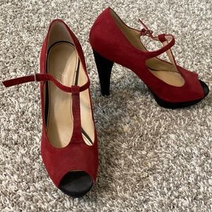 MARC FISHER RED SUEDE HEELS